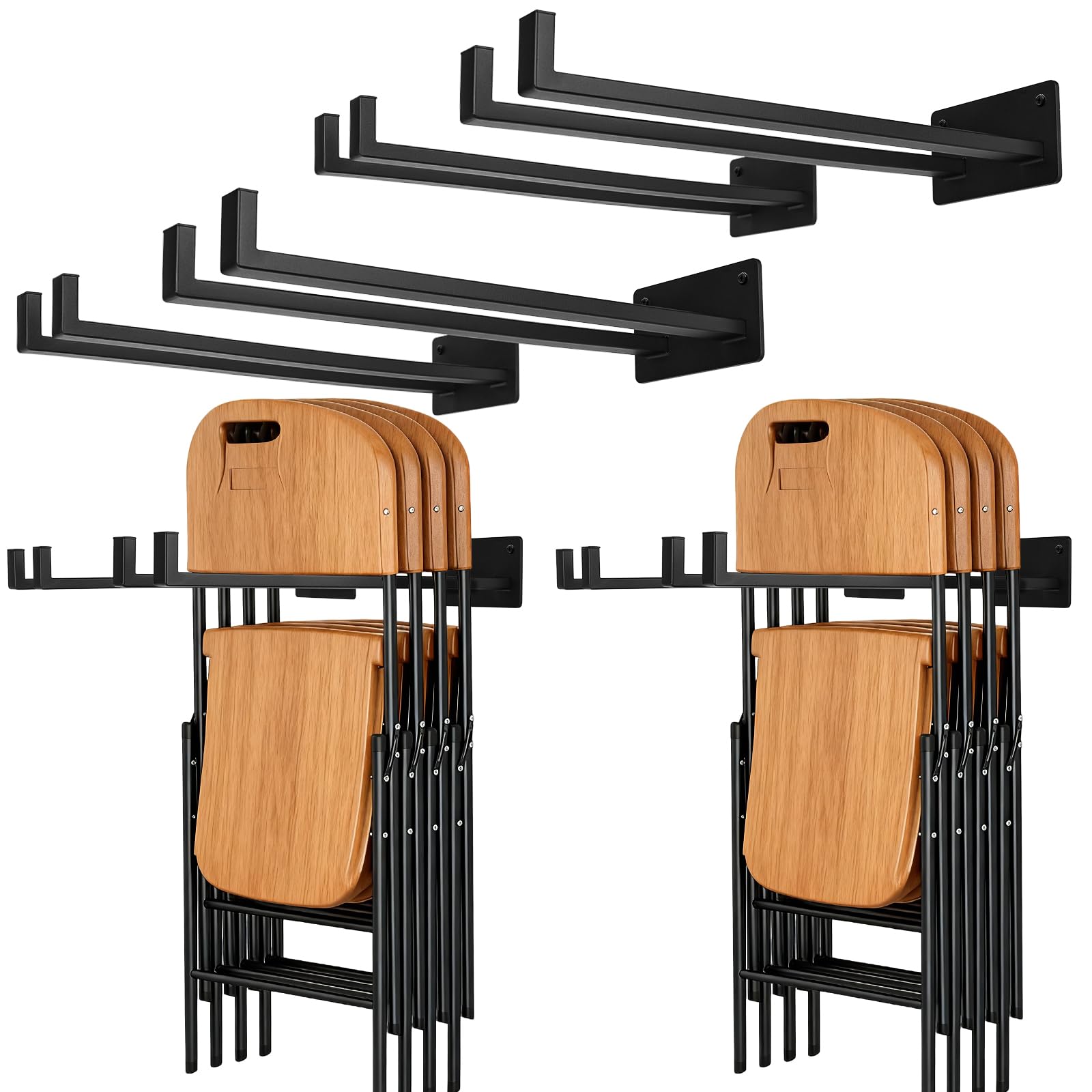 Neiteli 4 Pack Folding Chair Storage Rack,Folding Chair Rack,garage organizer wall mount,tool hangers for garage wall