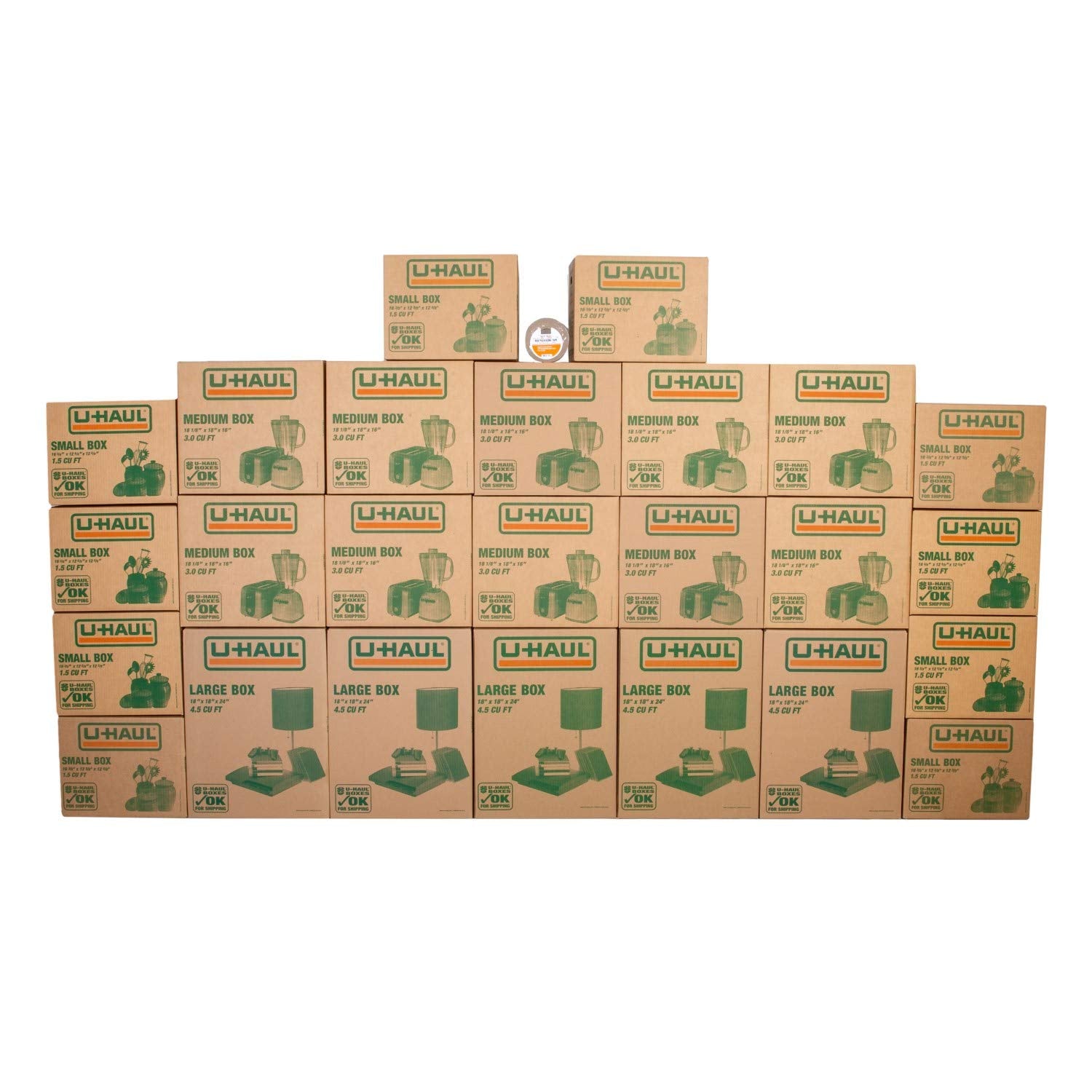 U-Haul Moving Box Variety Pack 10 Small, 10 Medium, And 5 Large Boxes - Suitable For Moving, Packing, Shipping, And Storage - Bo