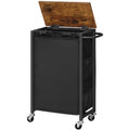 HOOBRO Slim Laundry Hamper with Lid, 11Gal Rolling Laundry Basket with Wheels, Laundry Sorter with Side Pockets and Handle, Oxfo
