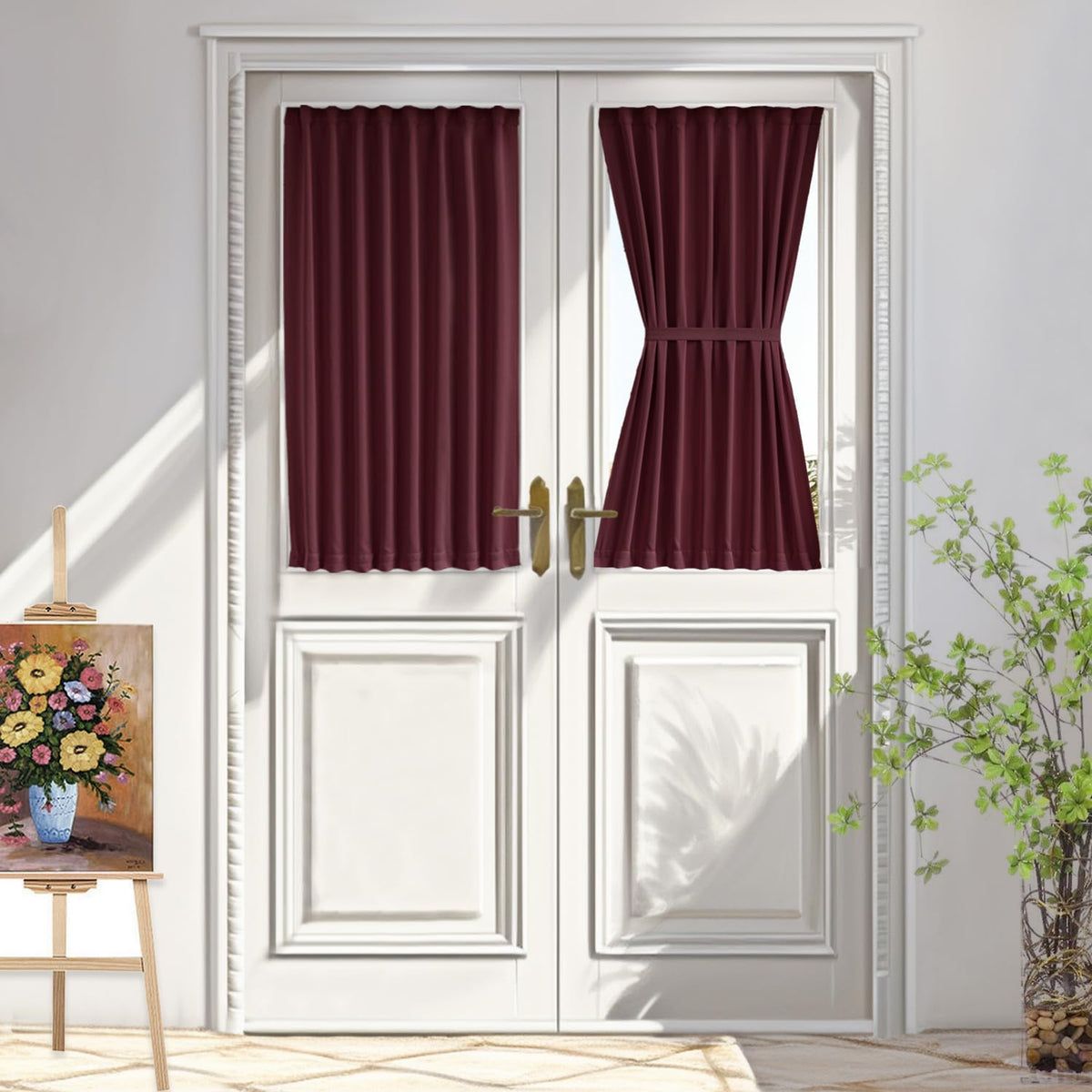 Vatge Sidelight Curtains Blackout French Door Panel Curtain - Small Window Curtain For Privacy On Doors With Windows, 1 Panel, W