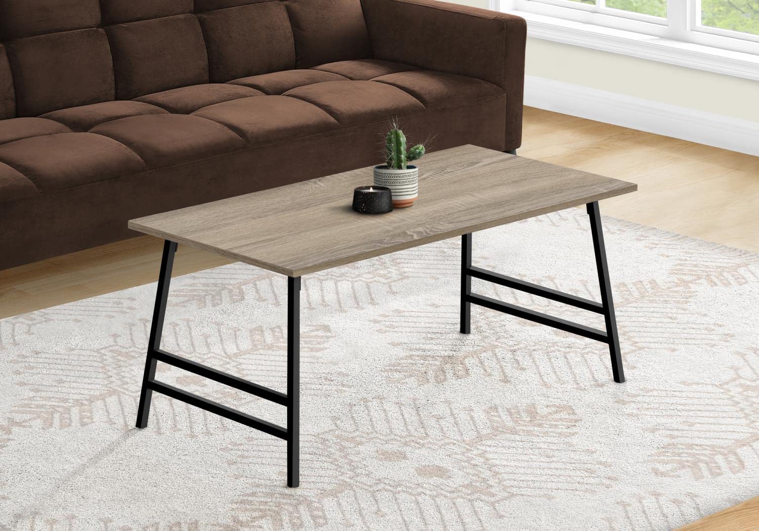 Monarch Specialties I 3792 Coffee Table, Accent, Cocktail, Rectangular, Living Room, 40&Quot; L, Metal, Laminate, Brown, Black, Contemporary, Modern