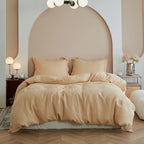 Simple&Opulence 100% Linen Duvet Cover Set, 2 PCS Pure Natural French Flax Sand Duvet Cover Twin Size, Breathable Soft Comfy Lin