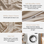 Mildly Super Soft Duvet Cover - 100% Washed Microfiber Light Khaki Comforter Cover Set 3 Pieces With Zipper Closure & Corner Tie