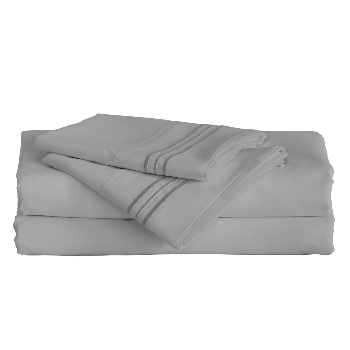 Furinno Angeland Vienne 4-Piece Microfiber Bed Sheet and Pillowcase Set, Queen, Grey