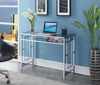 Convenience Concepts Town Square Chrome Desk With Shelf, Clear Glass / Chrome Frame