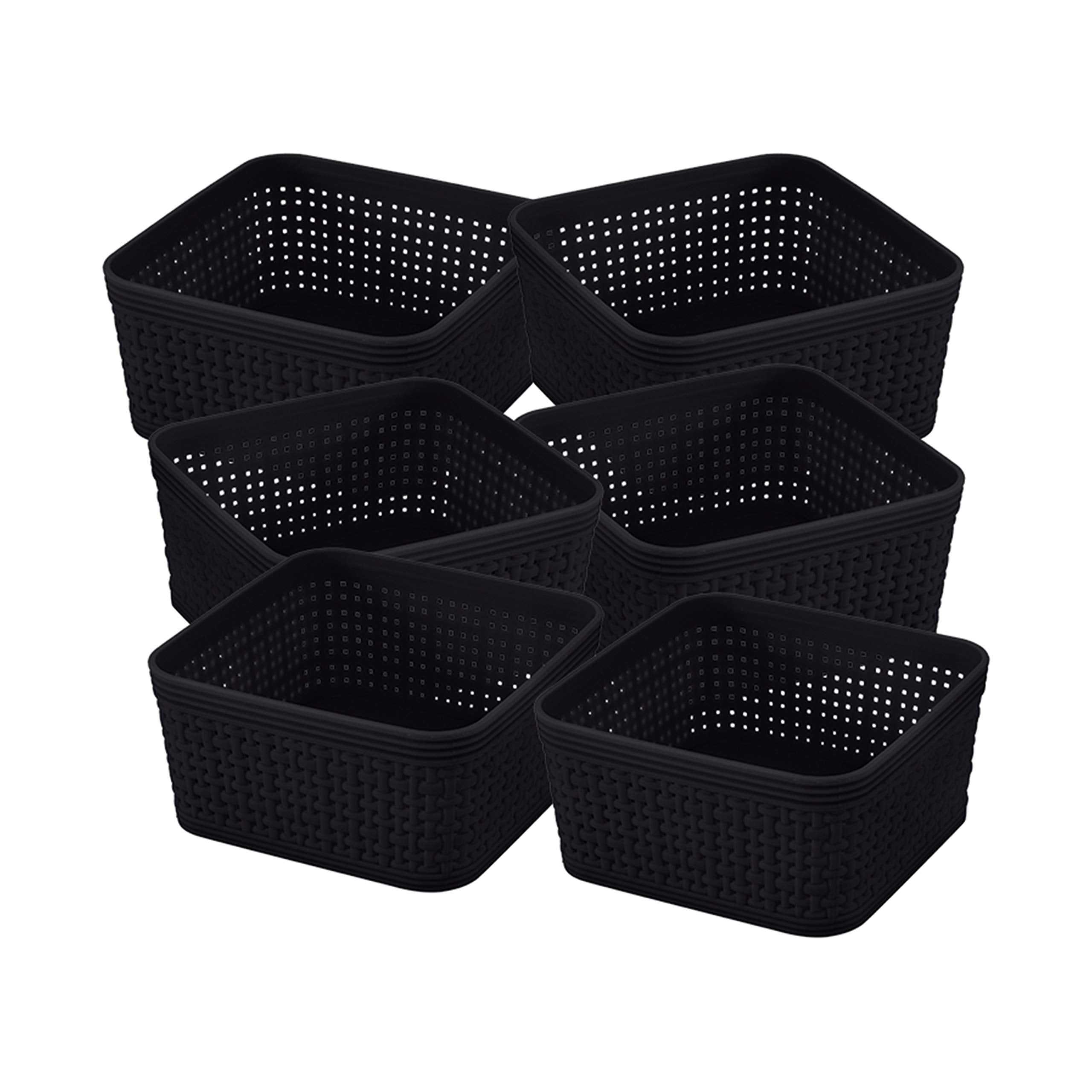 Simplify 6 Pack Organizing Set | Square Bins | Multipurpose | Office | Desk | Dorm | Bathroom | Storage Basket | Small Items | A