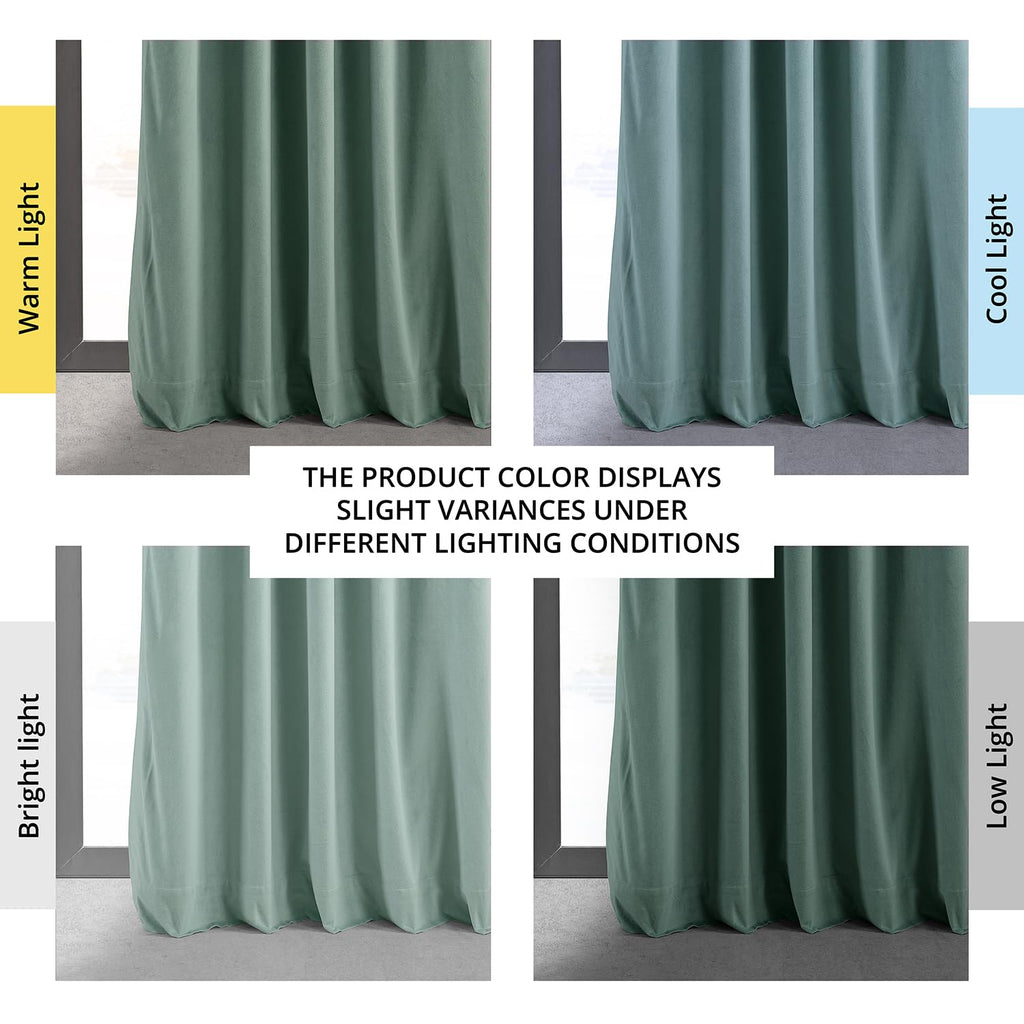 Hpd Half Price Drapes Signature Velvet Thermal Blackout Curtains For Living Room 120 Inch Long (1 Panel) Rod Pocket Insulated Blackout Curtains For Bedroom Window Curtains, 50W X 120L, Aqua Mist