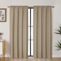 Lecloud Bessie Camel Curtains 72 Inches Long 2 Pcs, Rod Pockets Light Filtering Faux Linen Textured Living Room Curtains for Bed