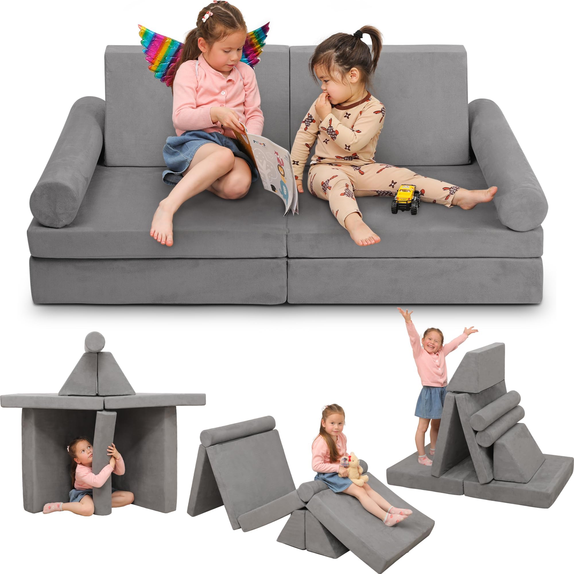 Betterhood Play Couch Sofa for Kids Medium Size, Modular Kids Play Couch, Kids Couch Building Fort for Playroom, Children Conver