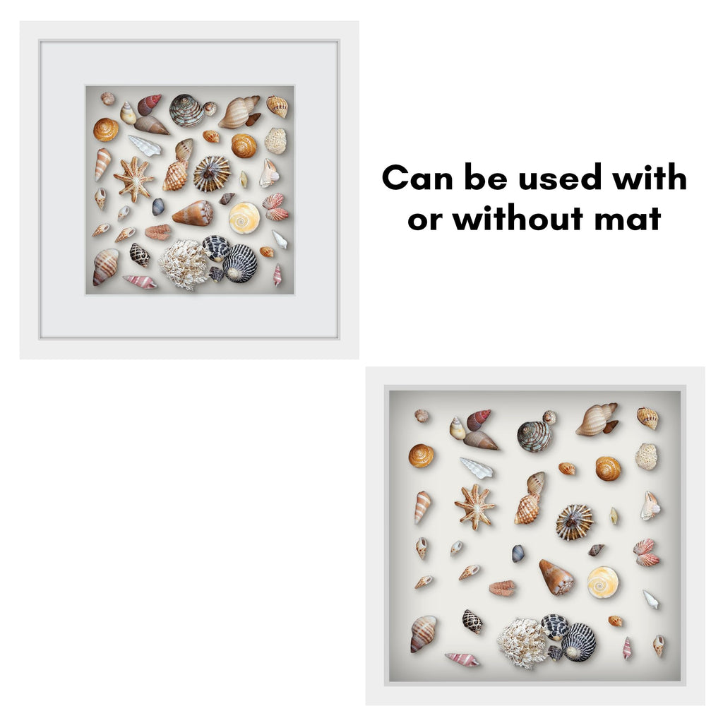 Americanflat 12X12 Shadow Box Frame With Shatter-Resistant Glass - Use As 10X10 Frame With Mat Or 12X12 Frame Without Mat - Silh