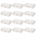 LJY 12 Pieces Rectangular Empty Mini Clear Plastic Organizer Storage Box Containers with Hinged Lids (5.3 x 3.1 x 1.2 inch, Tran