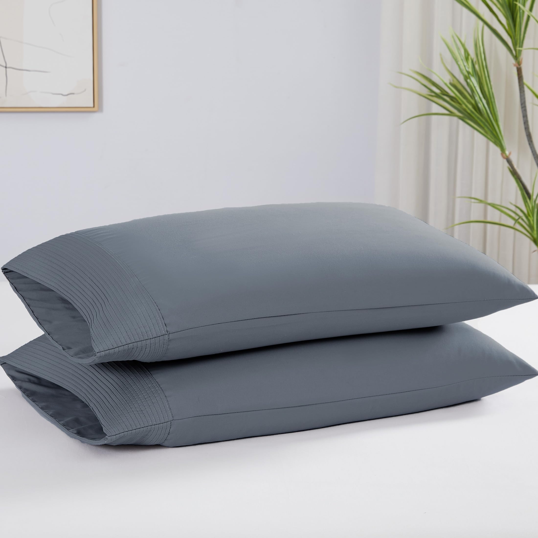 Southshore Fine Living, Inc. Sheet Set, Queen Size 4-Piece, 21'' Extra Deep Pocket Pleated Queen Sheet Set | Flat Sheet, Fitted