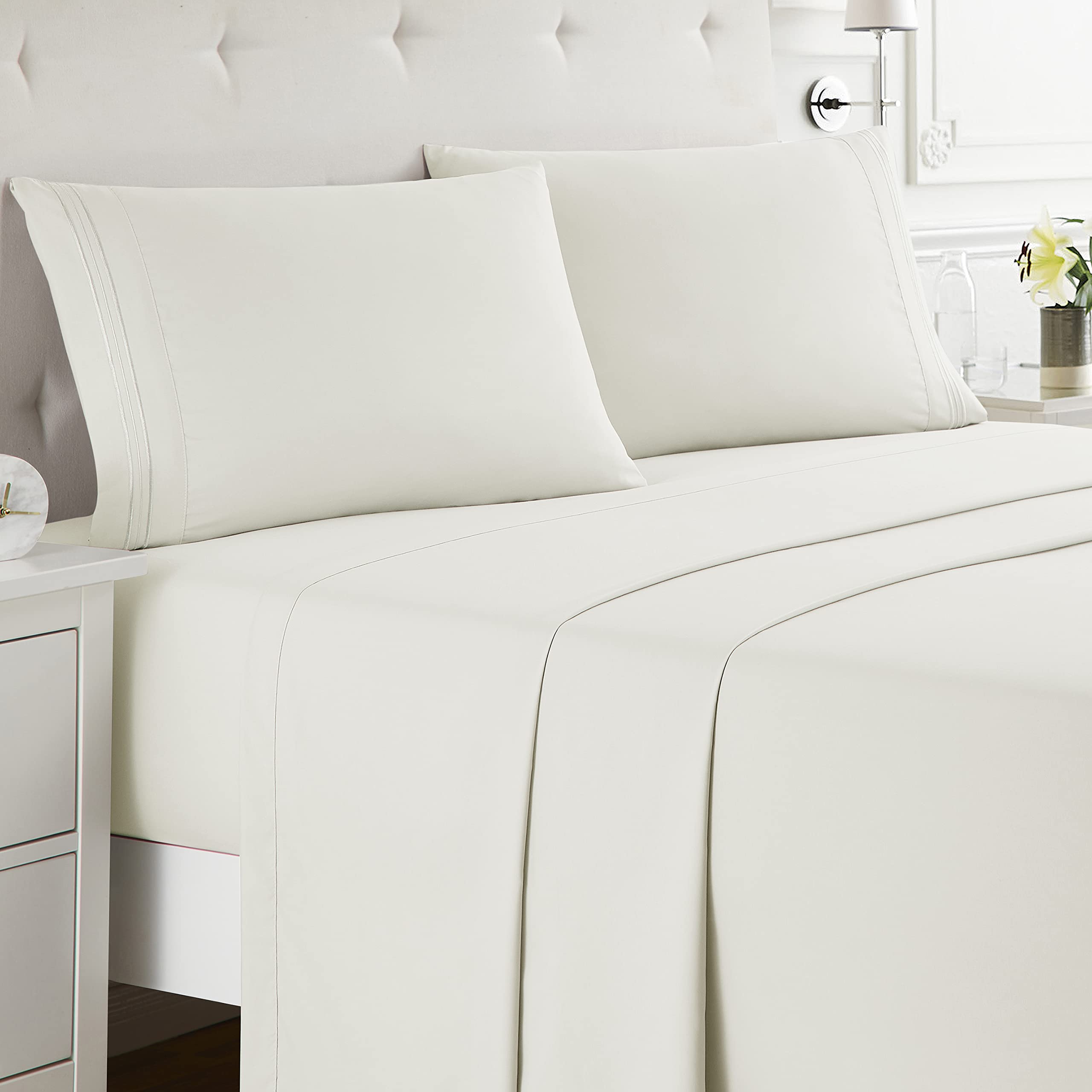 Nestl Twin Xl Sheets Set - 3 Piece Twin Xl Bed Sheets, Deep Pocket, Hotel Luxury, Extra Soft, Breathable And Cooling, Off White Twin Xl Sheet Set
