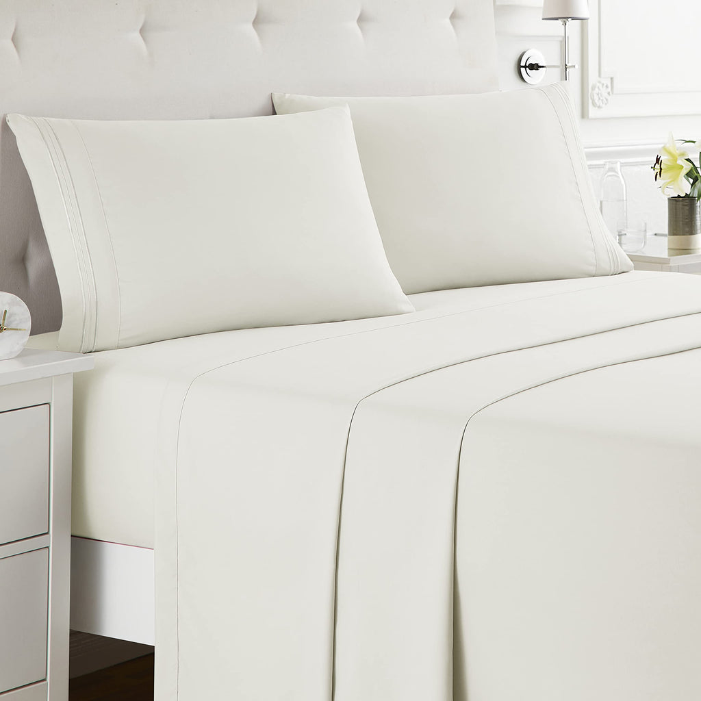 Nestl Cal King Size Sheets Set - 4 Piece California King Sheets, Deep Pocket, Hotel Luxury, Extra Soft, Breathable And Cooling, Off White Cal King Bed Sheets