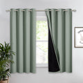 Nicetown Greyish Green 100% Blackout Lined Curtain, 2 Thick Layers Completely Blackout Window Treatment Thermal Insulated Drape