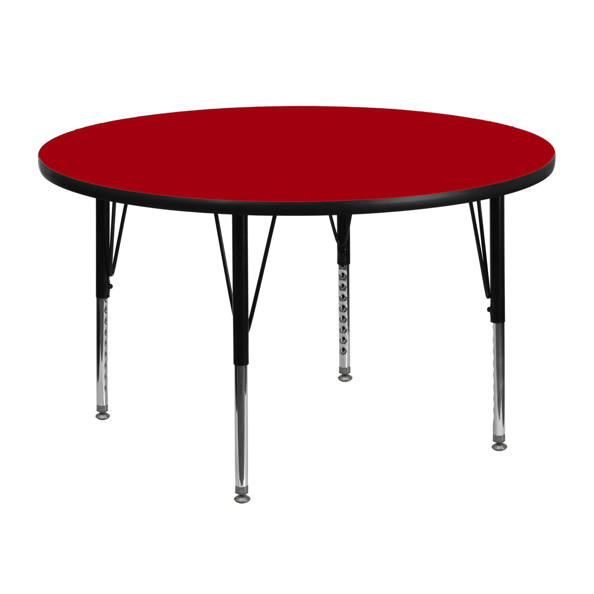 Flash Furniture Wren 48'' Round Red Thermal Laminate Activity Table - Height Adjustable Short Legs