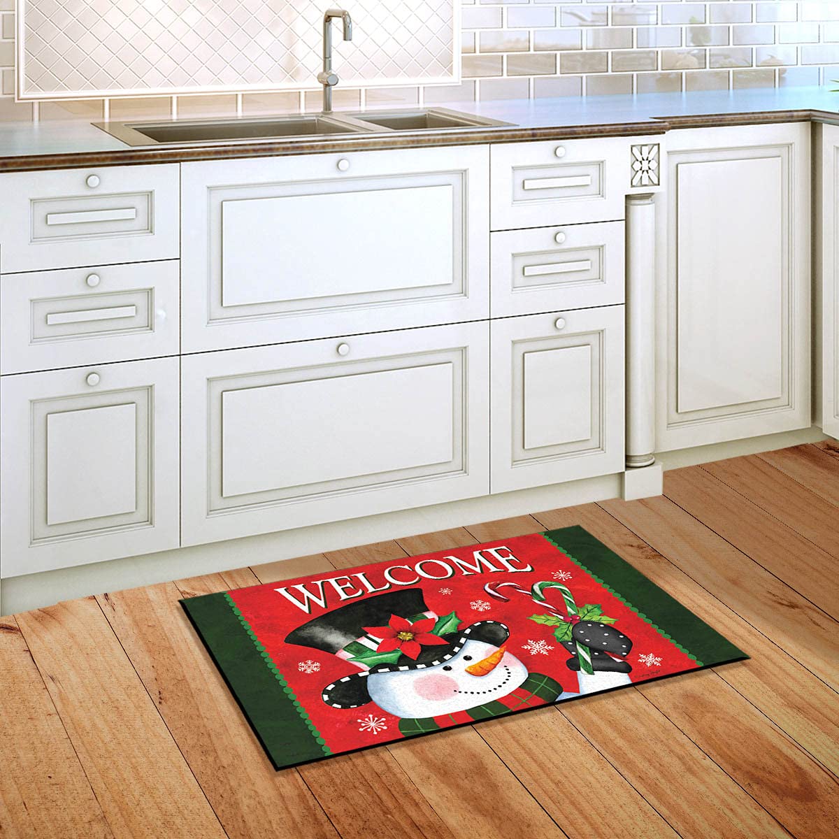 Briarwood Lane Christmas Snowman Welcome Doormat Candy Canes Indoor Outdoor 30' X 18'