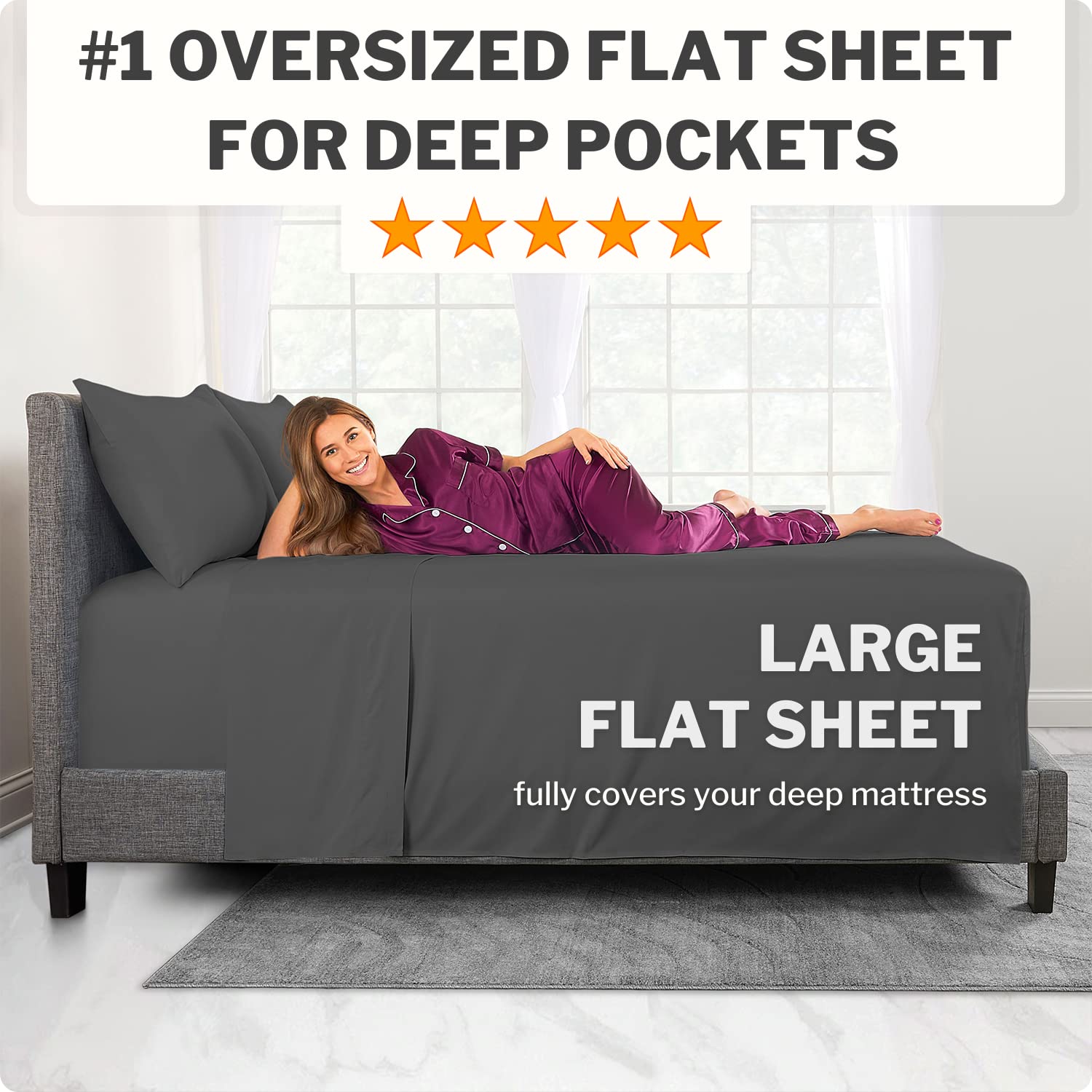 Dealuxe 21'' Sheet Set - Twin 3 Piece Set - Dark Grey