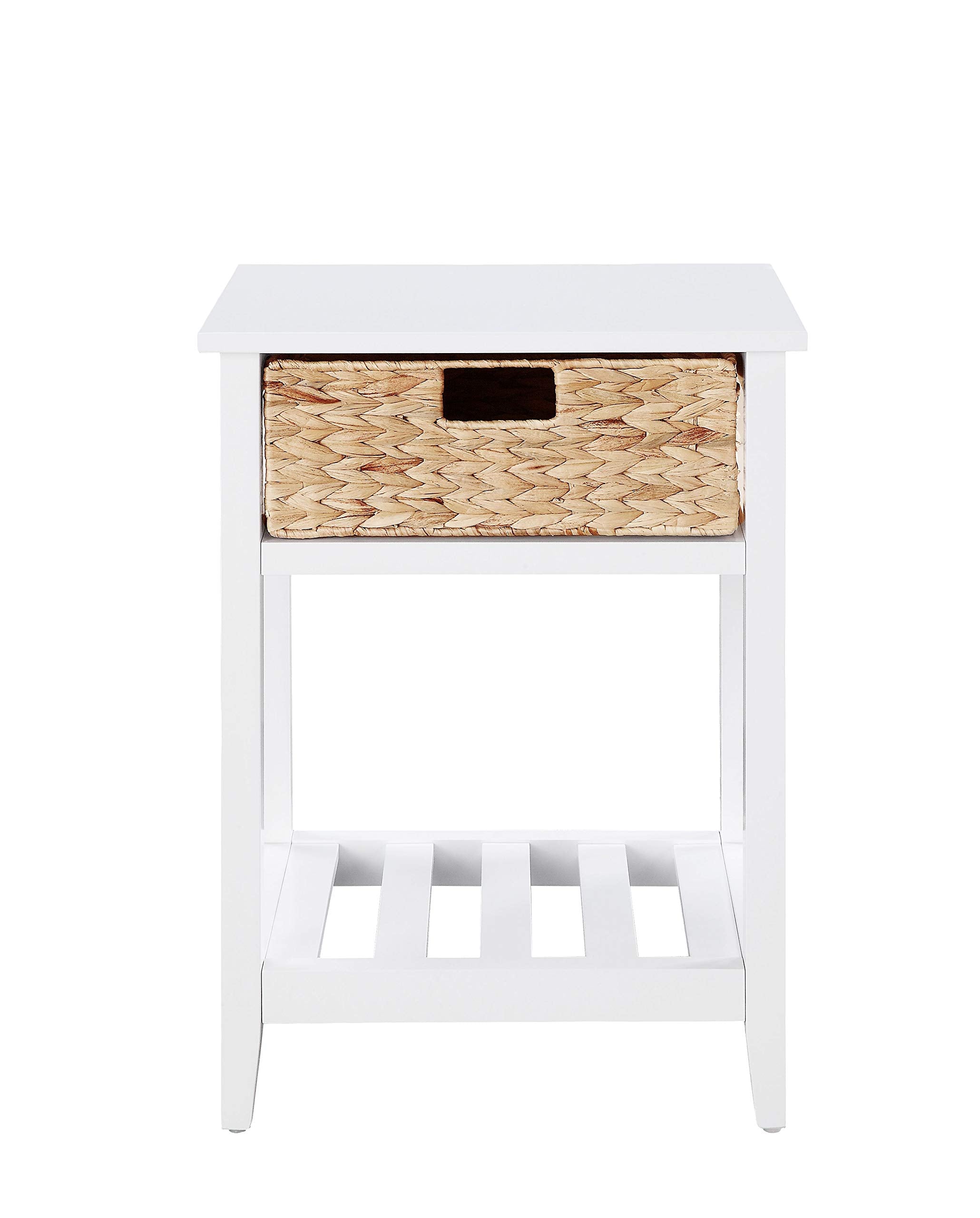 Acme Chinu Wooden Accent Table With Woven Basket