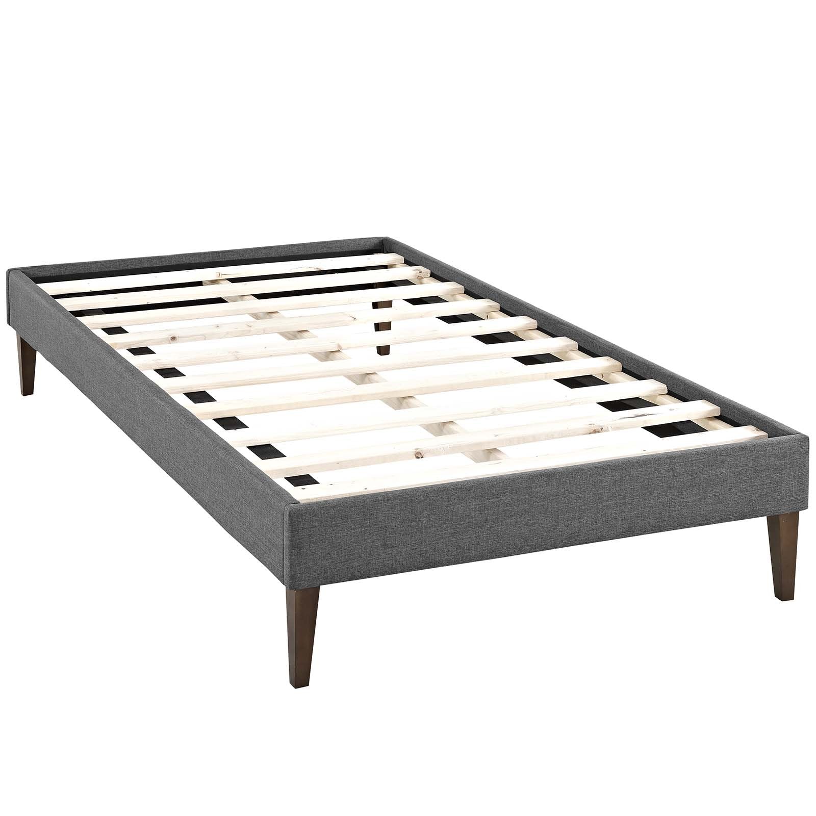 Modway Tessie Upholstered Twin Platform Bed Frame With Wood Slat Support In Gray