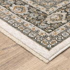 HomeRoots 509405 6 x 9 ft. Ivory & Gray Oriental Power Loom Stain Resistant Rectangle Area Rug with Fringe