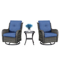 Belord Patio Swivel Rocking Chairs - Outdoor Wicker Glider Swivel Rcoker, 3 Pieces Patio Wicker Furniture Sets For Porch Includes 2 Swivel Rocking Chair And 1 Side Table