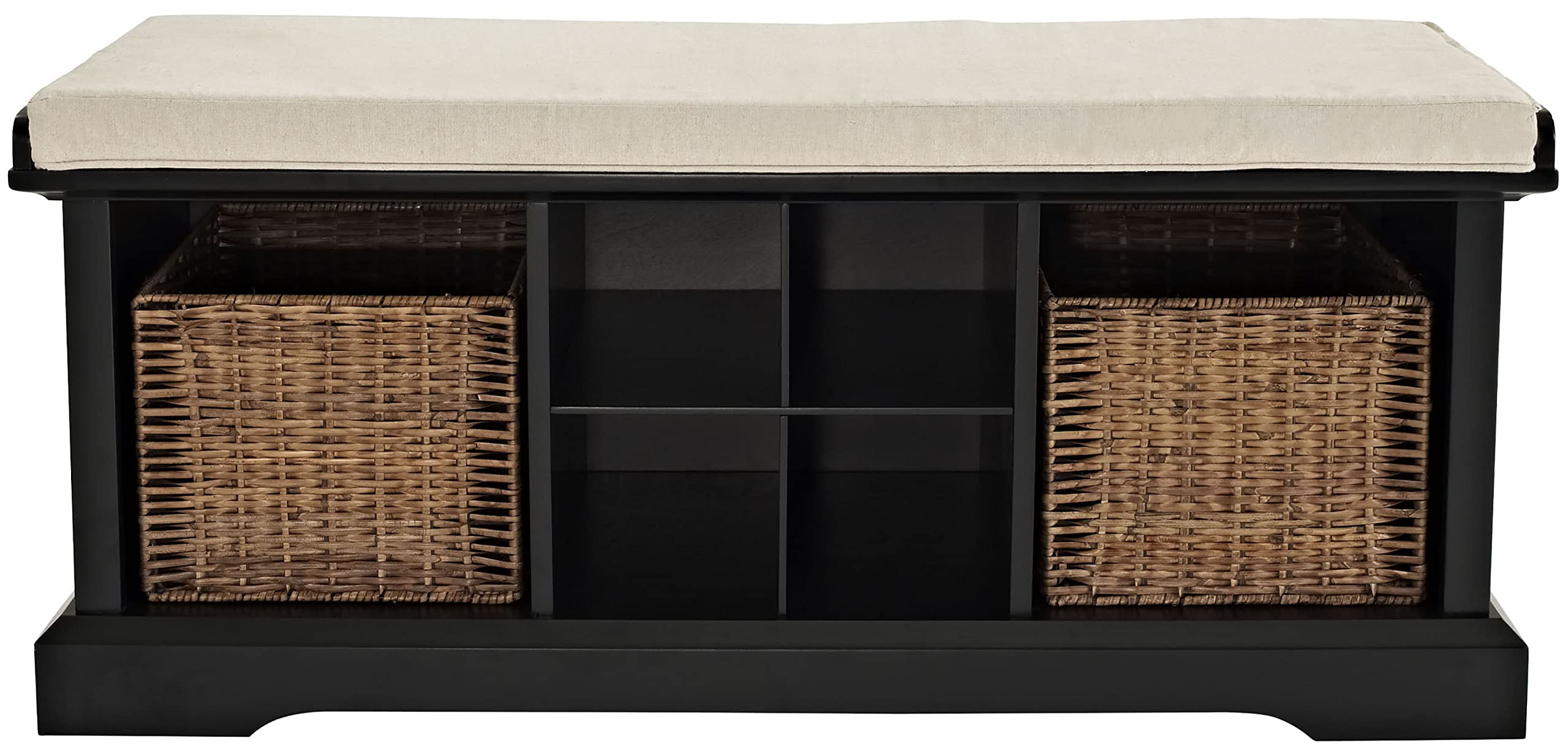 Crosley Furniture Brennan 2-Piece Entryway Set With Shoe Rack Bench And Wall-Shelf With Coat Hooks, Black