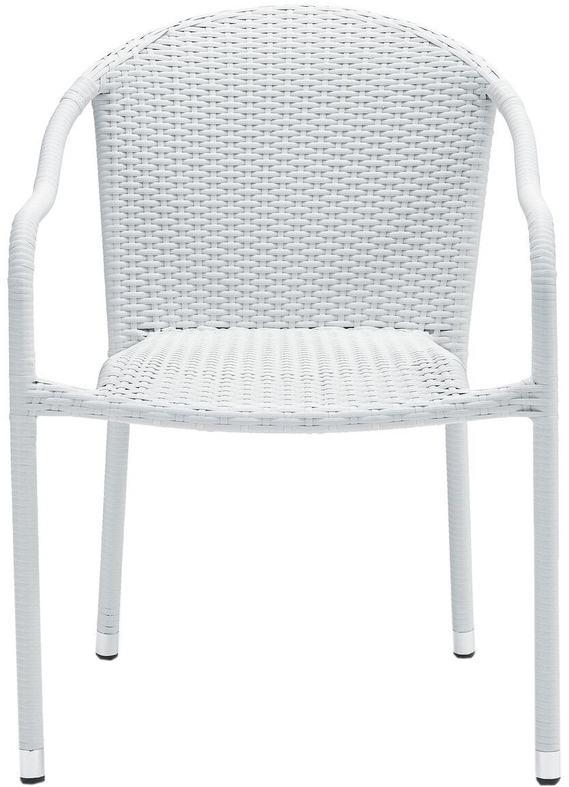 Crosley Furniture Palm Harbor 4-Piece Stackable Outdoor Chair Set, Wicker Patio Chairs For Dining, Porch, White