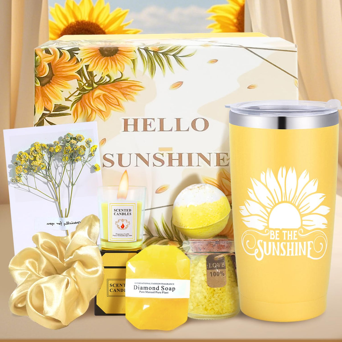 Women Spa Gift Basket Her Birthday Box Sunshine Fall Sunflower Self Care Package Get Well Soon Cheer Up Love Wellness Inspiratio