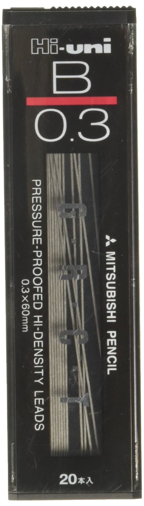 Uni Mechanical Pencil Lead Hi 0.3 Mm, B, 60 Mm X 20 Lead (Hu03300B)