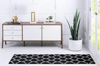Unique Loom Trellis Frieze Collection Area Rug - Rounded (2' X 13' 1'' Runner, Black/ Ivory)