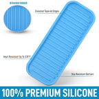 Zulay (9X3.5) Silicone Sponge Holder For Kitchen Sink - Flexible Multipurpose Kitchen Soap Tray Sponge Holder - Sink Organizer Tray For Kitchen, Bathroom, Makeup, Trinkets & More (Blue)
