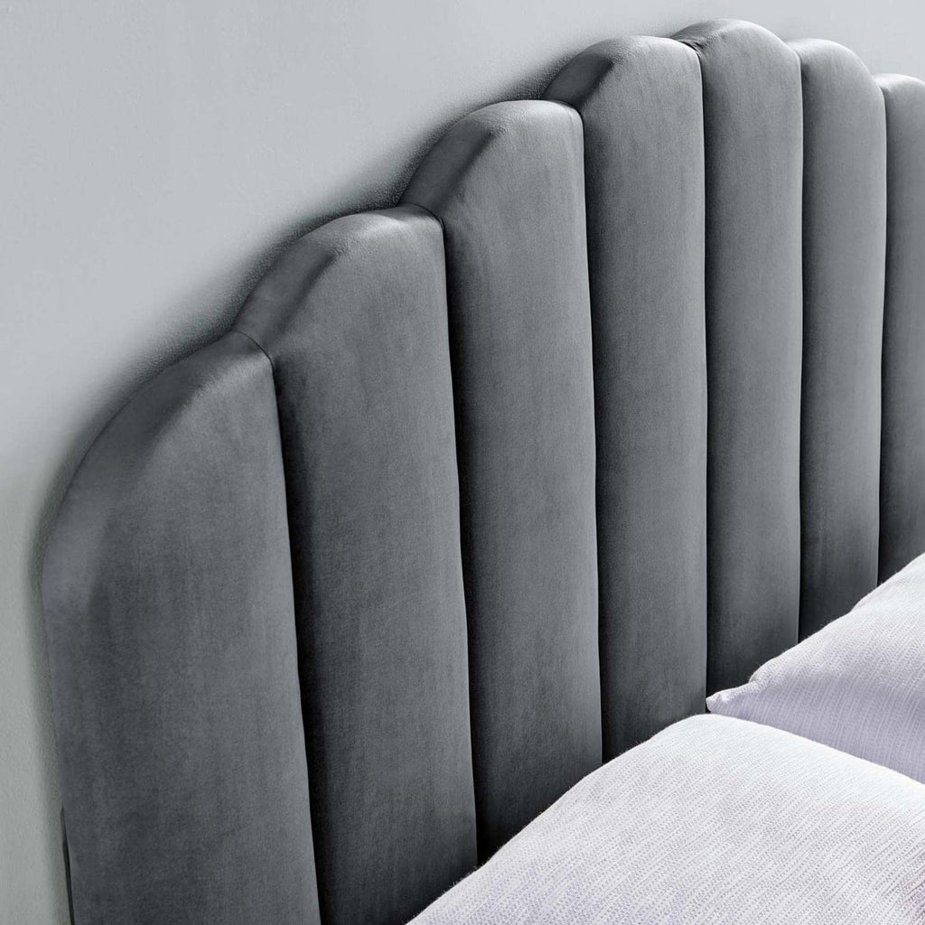 Modway Veronique Twin Modern Performance Velvet Headboard In Charcoal