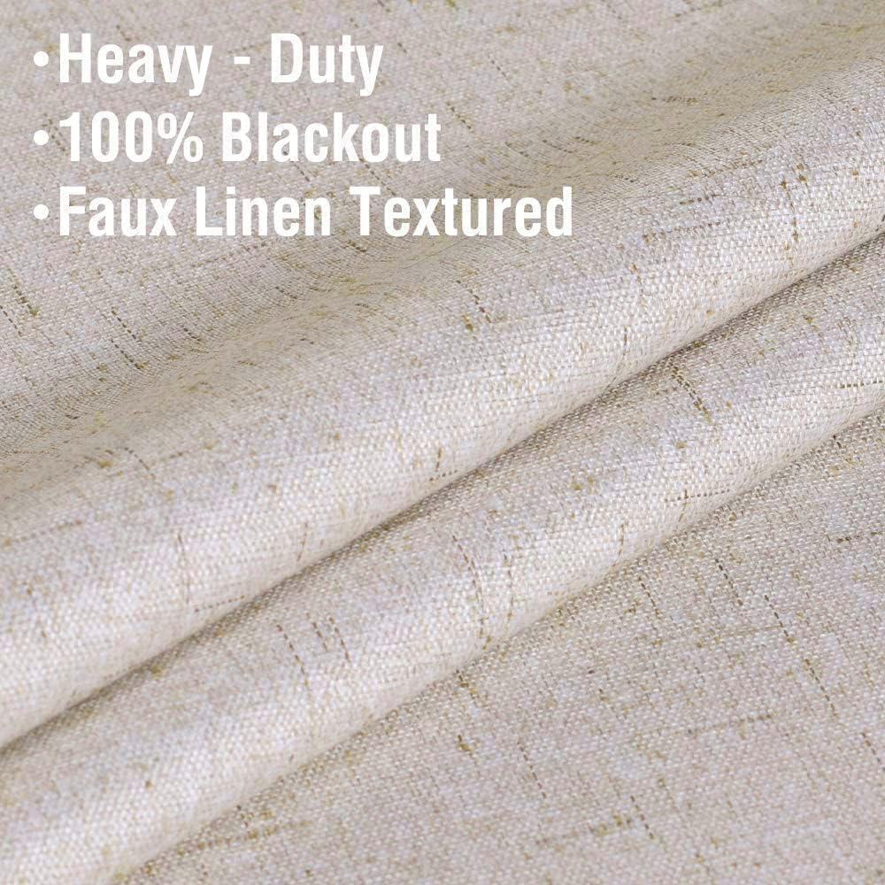 H.Versailtex 100% Blackout Curtains Ivory, Linen Blackout Curtains 96 Inch Curtains 2 Panel Set, Elegant Curtains For Bedroom Gr