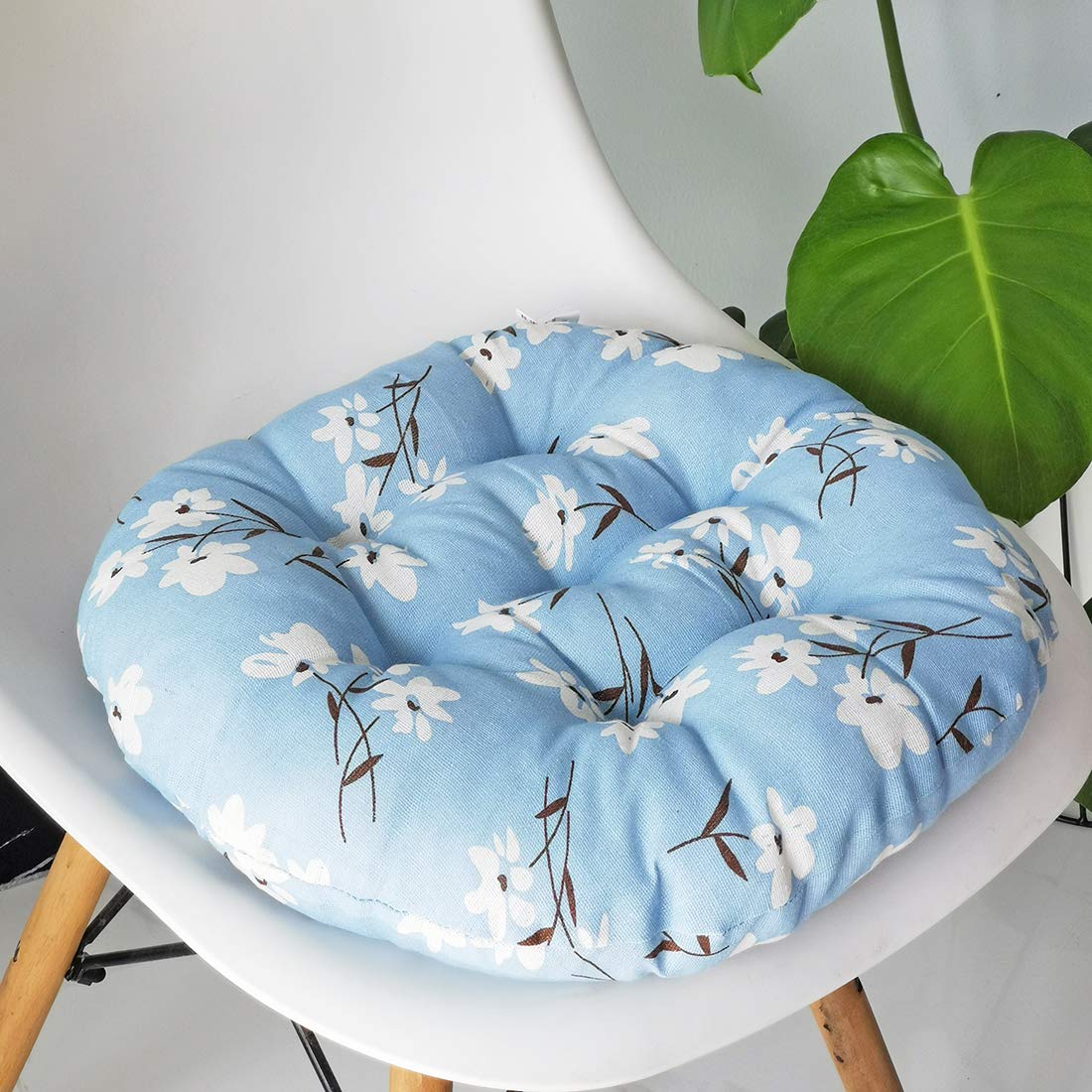 Vctops Bohemian Soft Round Chair Pad Garden Patio Home Kitchen Office Seat Cushion Flower Blue Diameter 16 '