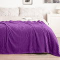 Vessia Flannel Fleece Twin Blanket For Couch,Sofa,Bed, 300Gsm Striped 60X80Inch Purple Blanket For Adults And Kids, Super Soft W