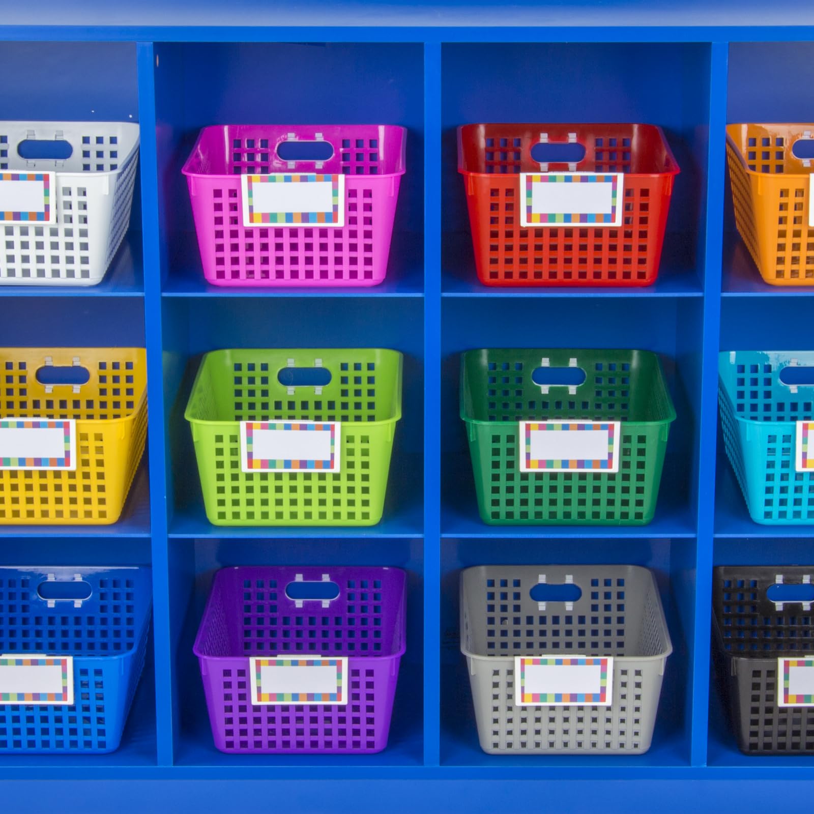 Really Good Stuff - 160016Pe Multi-Purpose Plastic Storage Baskets For Classroom Or Home Use - Stackable Mesh Plastic Baskets Wi