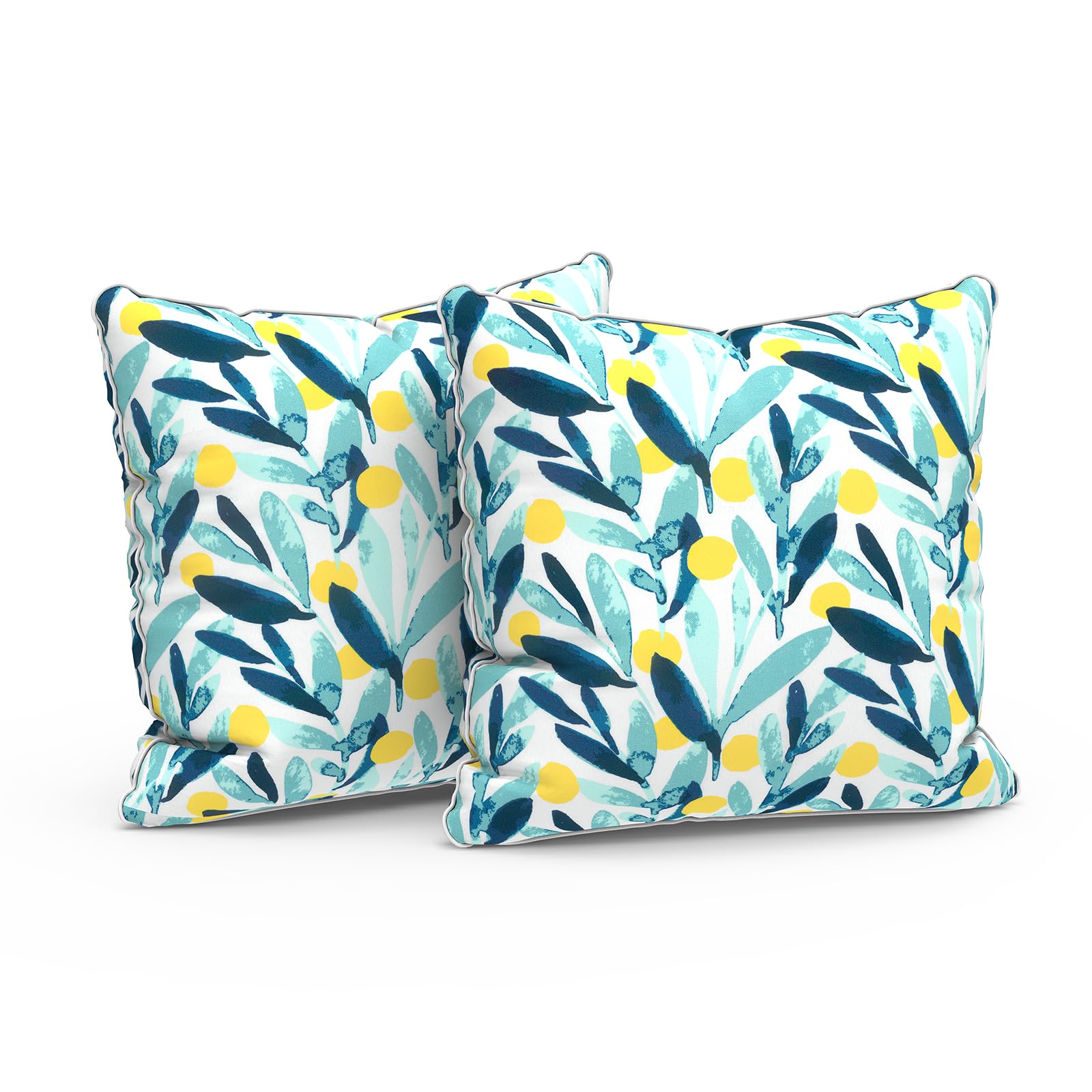 Lvtxiii Outdoor Throw Pillows 16X16 Inch Patio Waterproof Square Pillows With Piping Fade Resistant Accent Pillow For Spring Sum