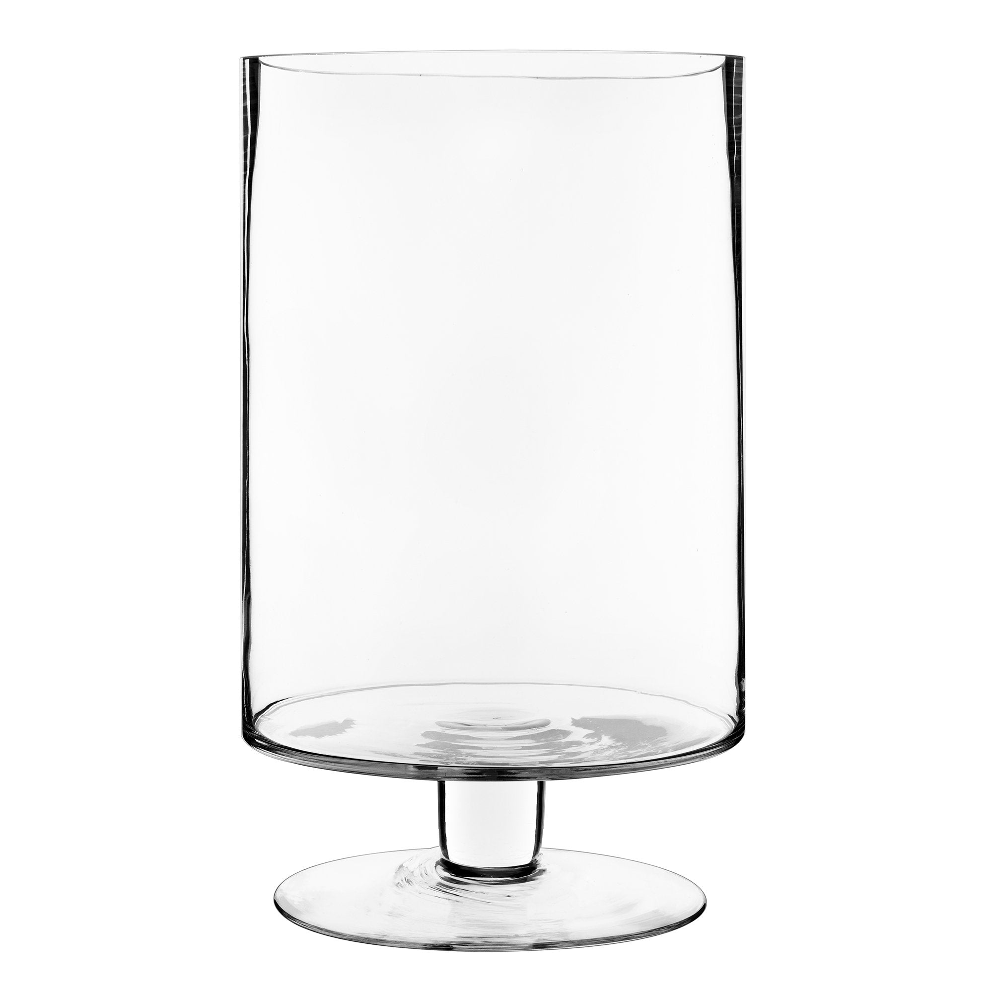 CYS EXCEL Glass Hurricane Pillar Candle Holder (H:13.5 W:8) | Multiple Size Choices Short Stem Candle Centerpieces | Stemmed Gla