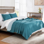 Exclusivo Mezcla Ultrasonic Reversible Full Queen Quilt Bedding Set With Pillow Shams, Lightweight Quilts Queen Size, Soft Bedsp