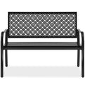 Best Choice Products Outdoor Bench 2-Person Metal Steel Benches Furniture For Garden, Patio, Porch, Entryway W/Geometric Backrest, 790Lb Capacity – Black