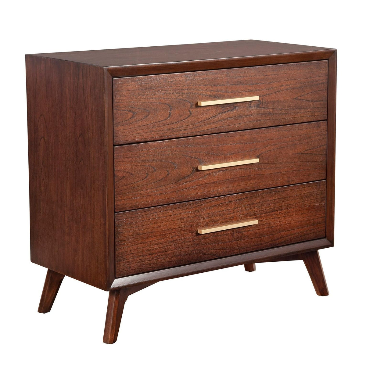 Alpine Furniture Gramercy 3 Drawer Solid Wood Mid Century Chest