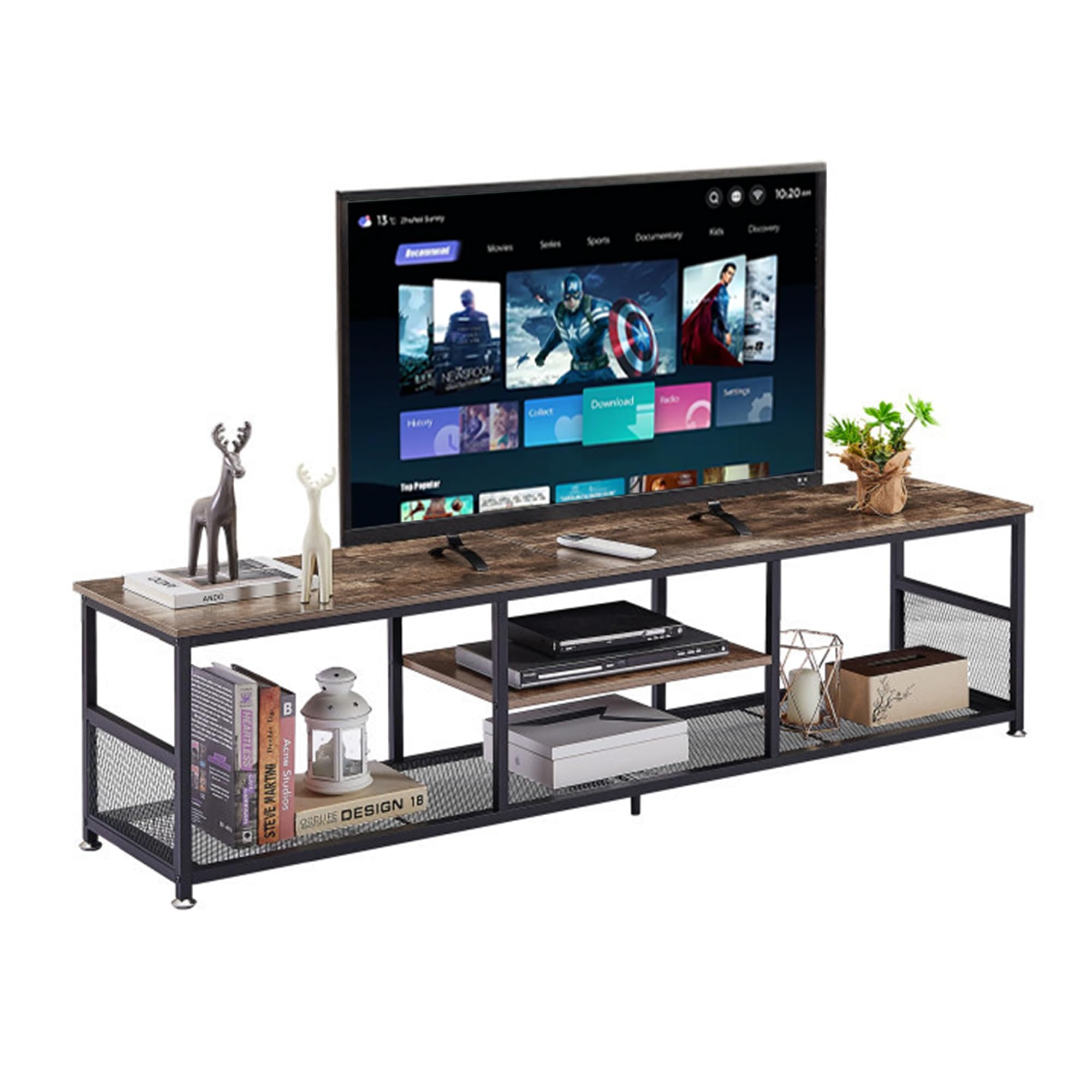 VECELO TV Stand for Televisions up to 80 Inch 70 Entertainment Center with with Open Storage Shelves for Living Room/Bedroom, 3 