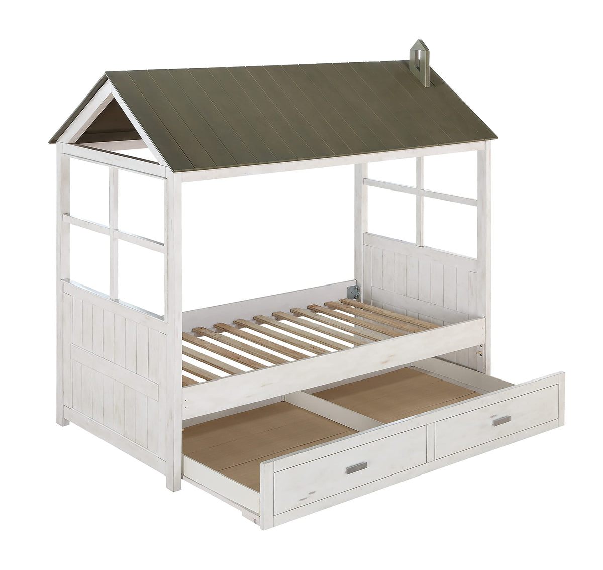 ACME Tree House II Trundle in Weathered White and Washed Gray