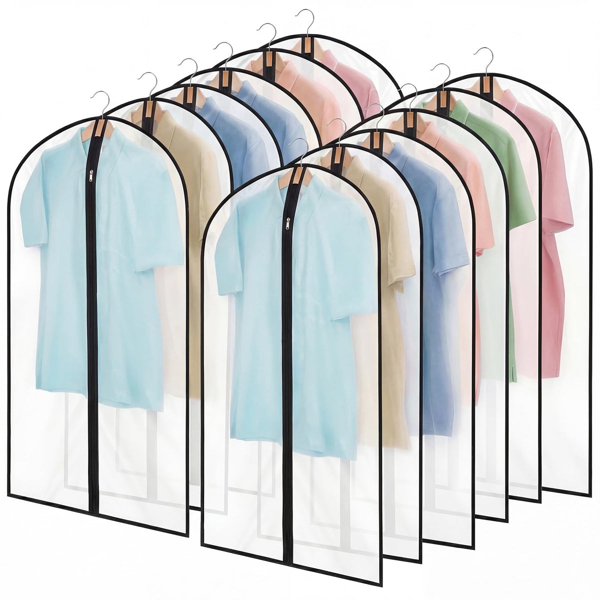 12 Pack Peva Garment Bags 24 x 40 In, Translucent Clothes Covers