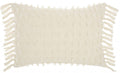 HomeRoots Grey Cotton Tassel Detailed White Lumbar Pillow