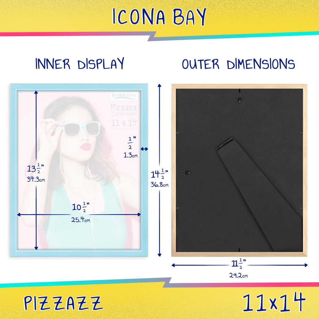 Icona Bay 11X14 Picture Frame, Pastel Blue Solid Wood Scandinavian Style Frame For Photo, Pizzazz Collection