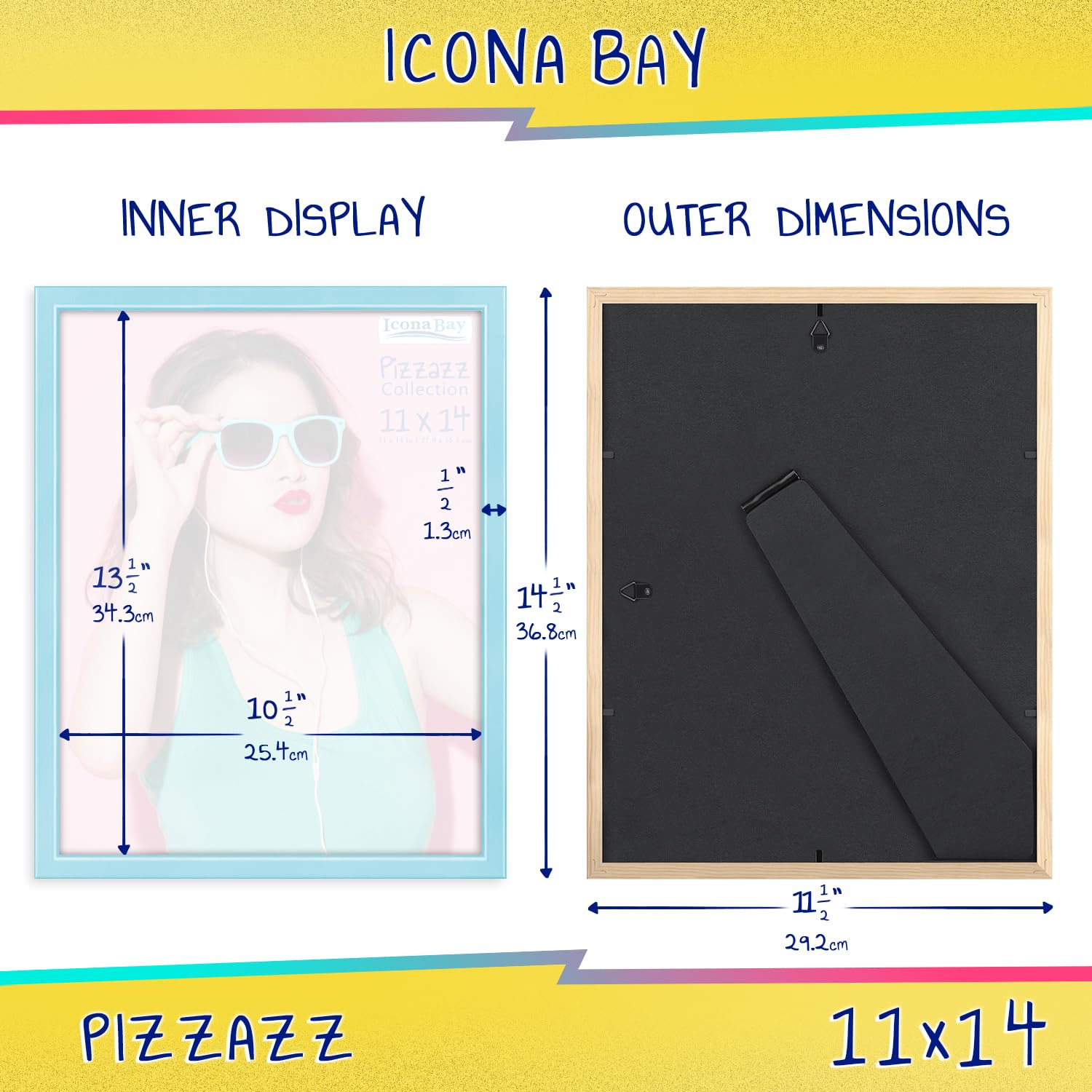 Icona Bay 11X14 Picture Frame, Pastel Blue Solid Wood Scandinavian Style Frame For Photo, Pizzazz Collection