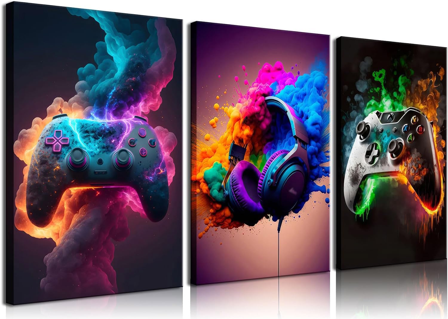BGFCE Gaming Room Decor Wall Art, Video Gaming Theme Decor Gaming Room Wall Art, Gaming Canvas Posters for Teen Boys Room Framed