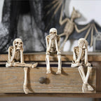 Newman House Studio Halloween Statues No-Evil Skeleton Collectible-Figurines - Realistic Skull Decorations See Speak Hear No Evi